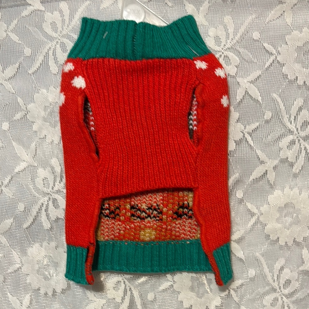 Festive Red Reindeer Dog Sweater Size XXS - Picture 3 of 4